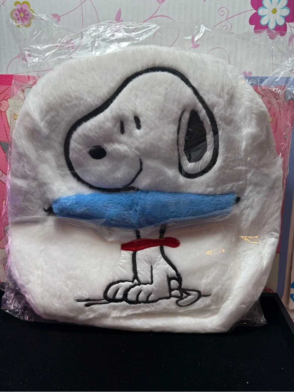 Snoopy Plush Dog Back pack in White and Blue - Back Pack 13x13 inches